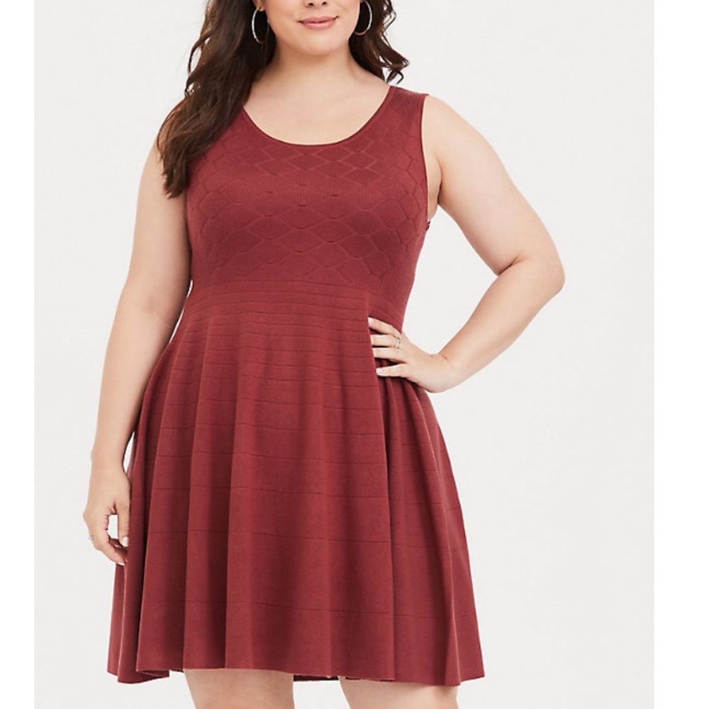 RUST SWEATER TANK SKATER DRESS